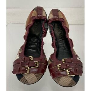 Burberry Plaid Ballet Flats Buckle Detail Slip On Shoes sz 5‎